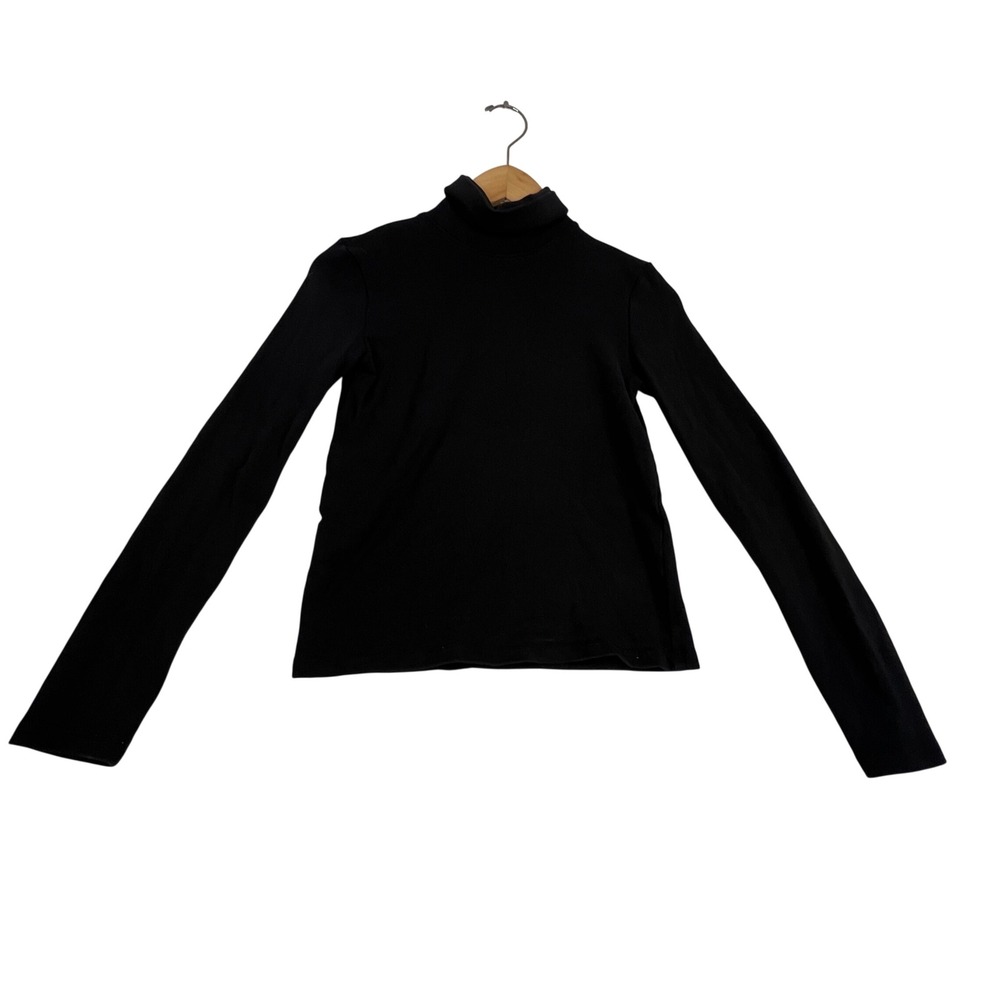 Zara Womens Black Long Sleeve Turtleneck Slim Fit Knit Top Size Medium